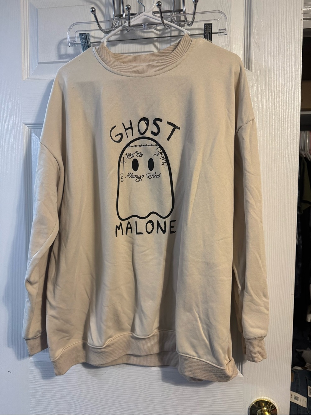Ghost Malone Beige Graphic Sweatshirt - Men